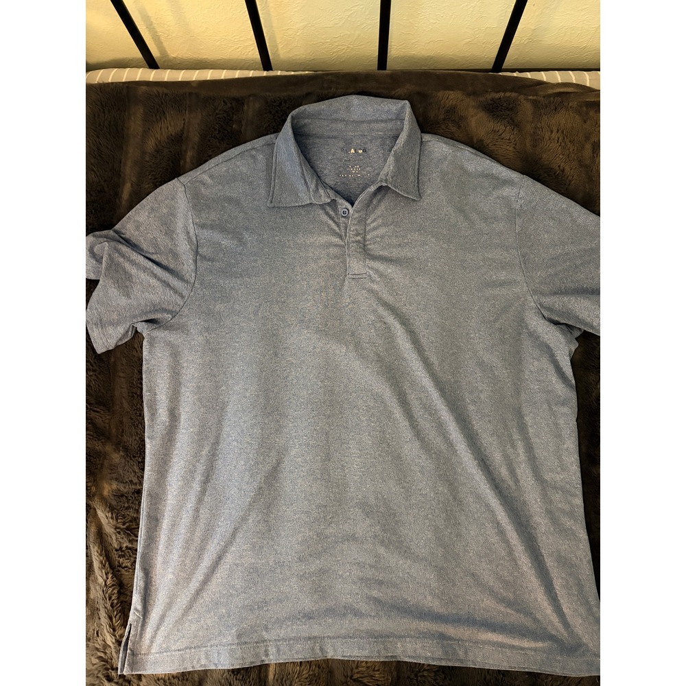 01.ALGO Men's Heather Blue Performance Golf Polo Shirt 2XL Stretch Casual Work